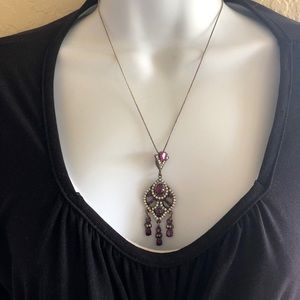 Sterling Necklace with Pink Topaz Crystals